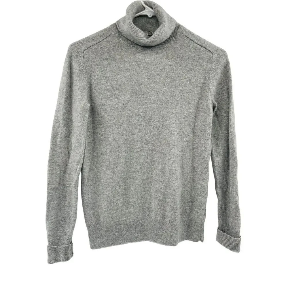 EVERLANE Cashmere Turtleneck Sweater Heather Gray Long Sleeve Pullover Size S - Picture 2 of 11